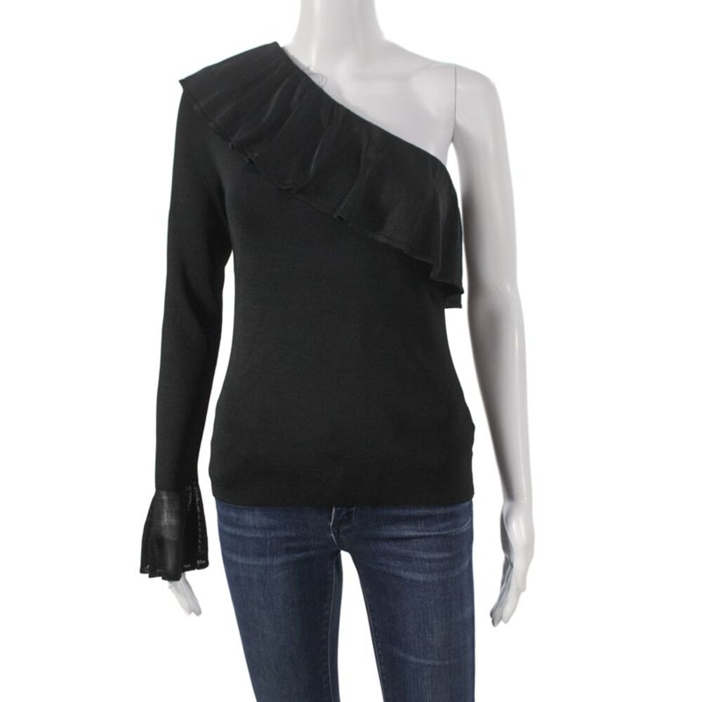 Scripted Women Classic Black Long Sleeve Top Rayon Blend Size S